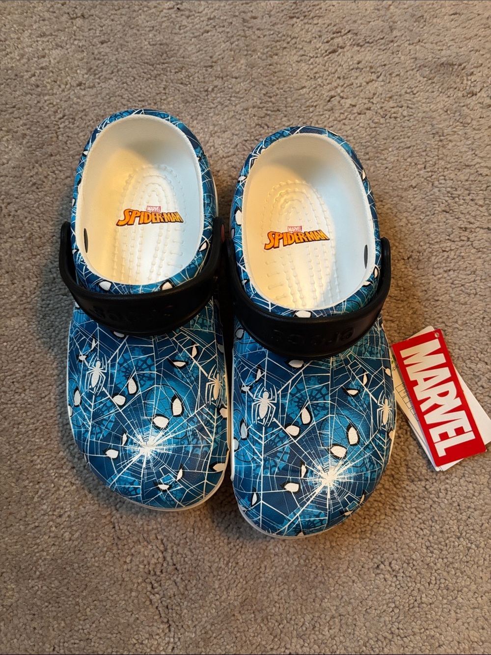 Marvel Blue & Black Spider‑Web Crocs